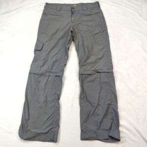 CABELAS WOMENS GRAY CONVERTIBLE NYLON GORPCORE HIKING CARGO ZIP OFF PANTS SIZE 8